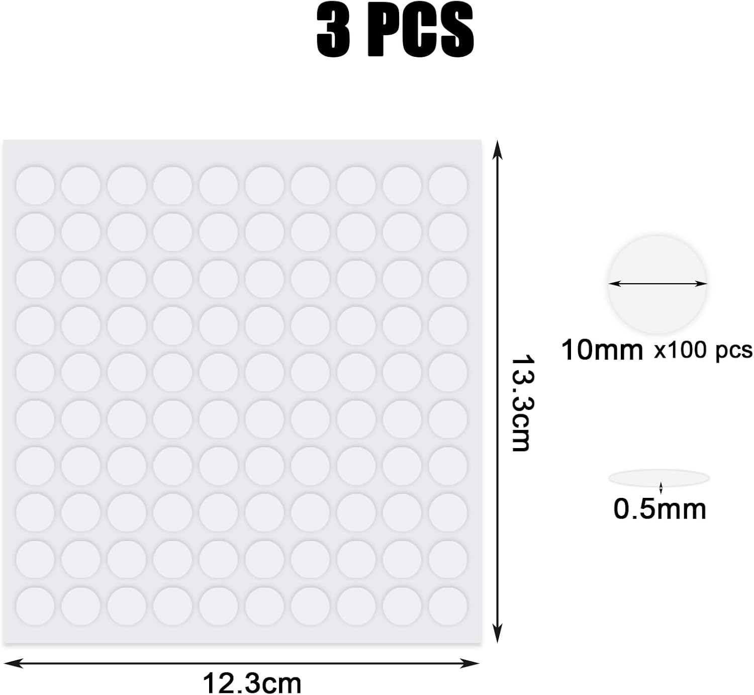 300 Pièces Autocollant Double Face 6mm ou 10mm